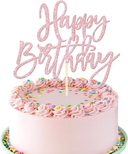 ZHUOWEISM 1 PCS Gold Happy Birthday & Anniversary Cake Topper