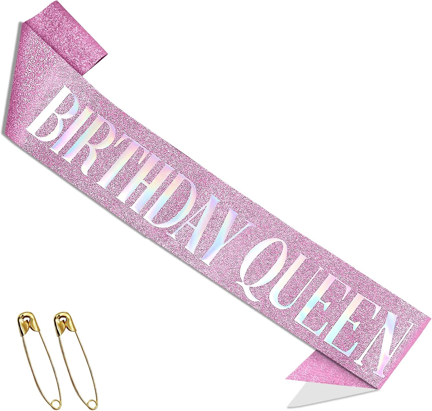 RUDONG M Birthday Queen Sash Glitter - Gold Birthday Sash for Women & Girls | Sweet 16/18th/21st/30th/40th/50th/60th/70th, All-Age Celebration Party Decor