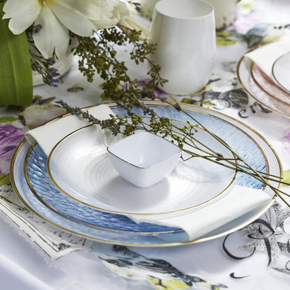 R-kay 100 Pack Clear Plastic Plates - 6.25 IN Hammered Gold Rimmed Sturdy, Durable And Extra Heavy duty Gold Plastic Dessert Plates Disposable - Ideal For Appetizer And And For Desserts.