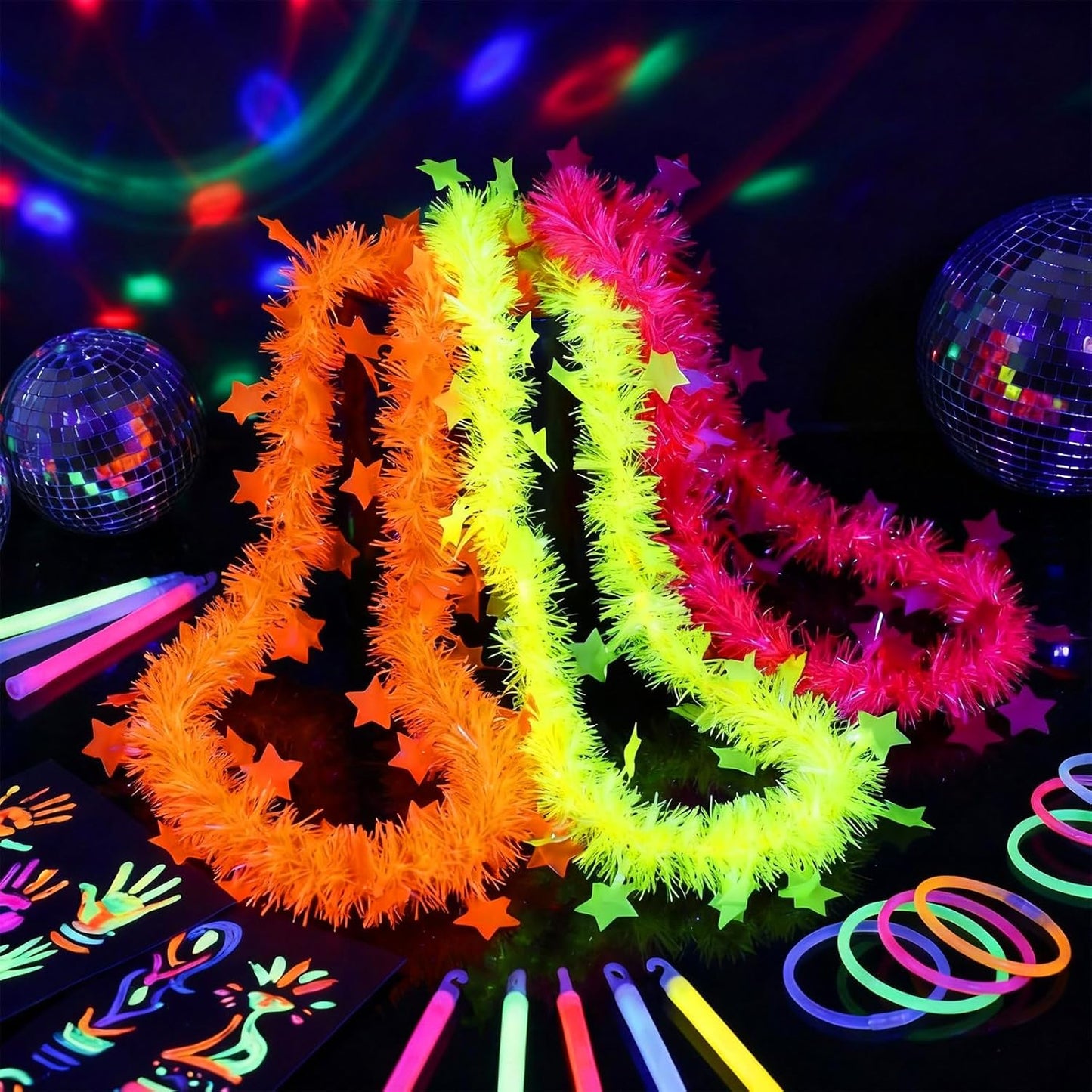 Norme 18 Pcs Glow in The Dark Necklaces Supplies, 15.75'' Neon Fluorescent Light up Necklaces for Women Men Adult, Glow Photo Prop Blacklight Favors for Festival Birthday Wedding Disco Gathering