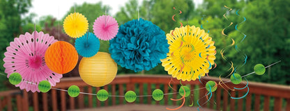 Sunflower Yellow Hanging Tissue Paper Fans - 6'', 3 Count - Perfect for Parties & Home Decor