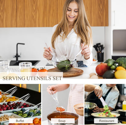 Disposable Plastic Serving Utensils Set (Black, 36 Pcs)