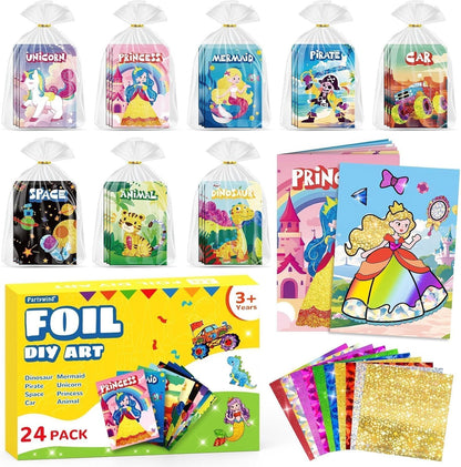 PARTYWIND Party Favors for Kids, 16 Pack Foil Art & Craft Books Bulk for Kids 4-8, Easter Basket Goodie Bag Stuffer & DIY Creative Activity Toys for Kids Birthday Party Favors, Classroom Prizes