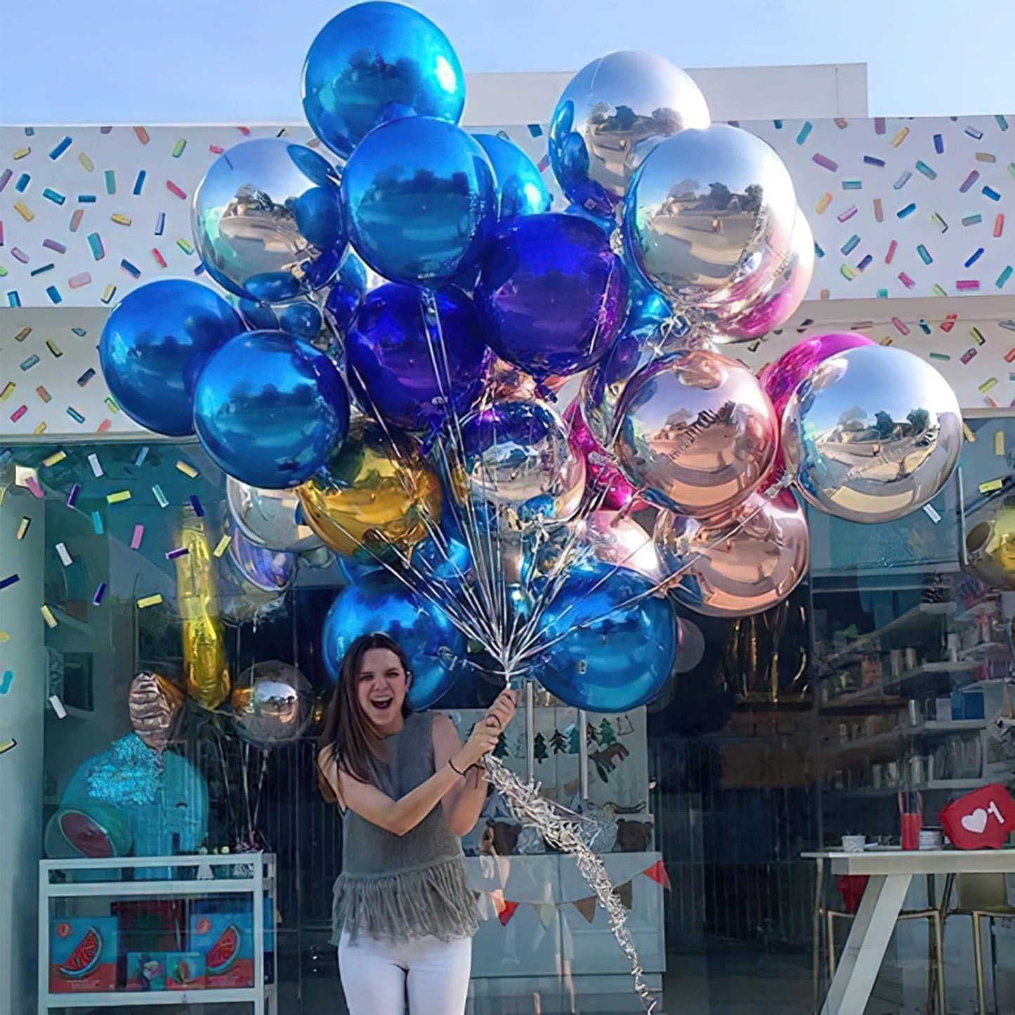 PartyWoo Metallic Gold Foil Balloons 20pcs Different Sizes Pack of 22 15 10 Inch Large Round Foil 4D Inflatable Mirror Ball Mylar Balloons for Graduation Birthday Baby Shower Party Decorations