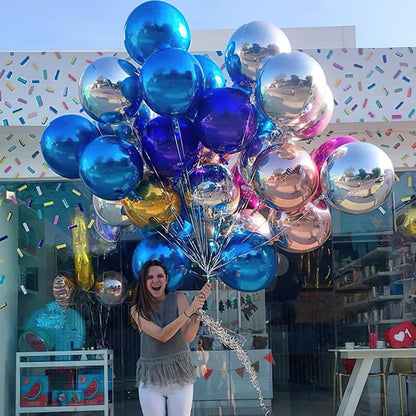 PartyWoo Metallic Gold Foil Balloons 20pcs Different Sizes Pack of 22 15 10 Inch Large Round Foil 4D Inflatable Mirror Ball Mylar Balloons for Graduation Birthday Baby Shower Party Decorations