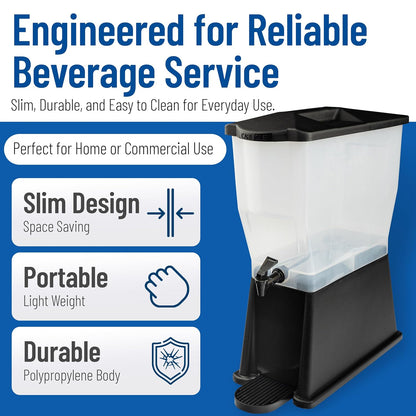 Carlisle FoodService Products Trimline Double Base Rectangular Beverage Dispensers with Spigot for Catering, Buffets, Restaurants, Polycarbonate (Pc), 2 x 3.5 Gallons, Black