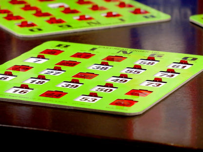 Regal Bingo Game Set for Adults and Kids - 50 Bingo Cards with Sliding Windows, Reusable & Large Bingo Cards, 1 Master Board - Fun Family Game Night - No Chips & Daubers Needed - Green