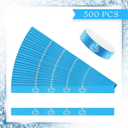 Jadive 500 Pieces Paper Wristbands VIP Plastic Waterproof Party Identification Wristbands Party Bracelets for Events Amusement Parks, Club, Concerts, Fairs, Festivals and Events(Black, Gold)
