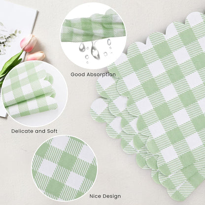 100 Pcs Striped Pastel Napkins, 5 x 5 Inches Scalloped Napkins, Disposable Cocktail Napkins for Pastel Summer Party Birthday Wedding Decor
