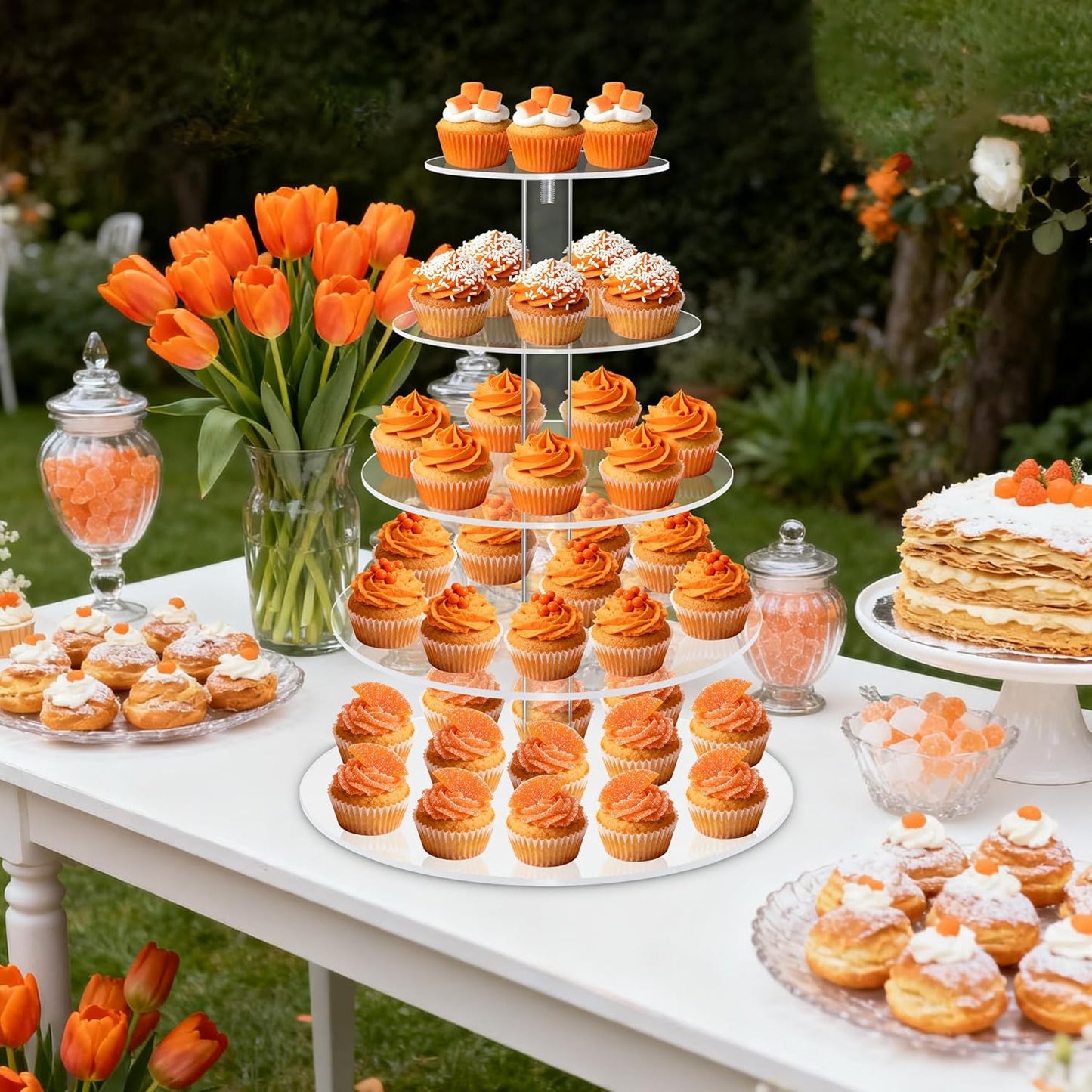 Acrylic Cupcake Tower, 7-Tier Round Cake Stand for 100 Cupcakes, Dessert Display for Parties & Weddings