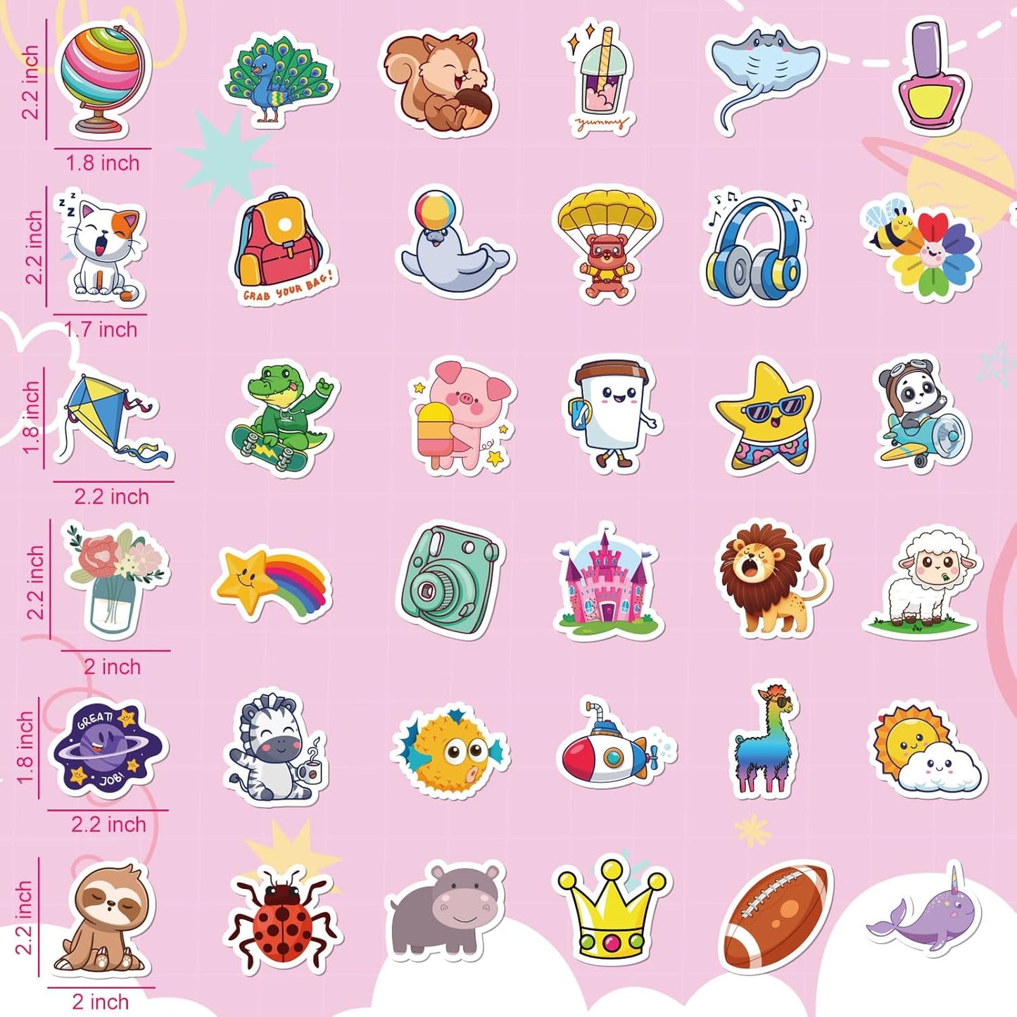 ALODNY 200 PCS Water Bottle Stickers for Kids Cute Sticker,Waterproof Vinyl Stickers for Water Bottles laptops,Kawaii Stickers for Kids Classroom Prize Boys Girls Teens