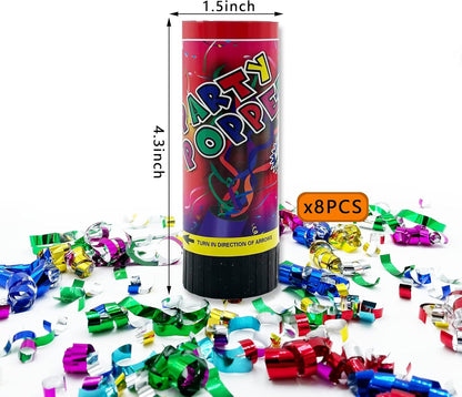 8 PCS Party Confetti Poppers Cannons for Wedding Birthday Graduation Baby Shower Anniversary Christmas New Year's Party Celebrations Supplies and Favors