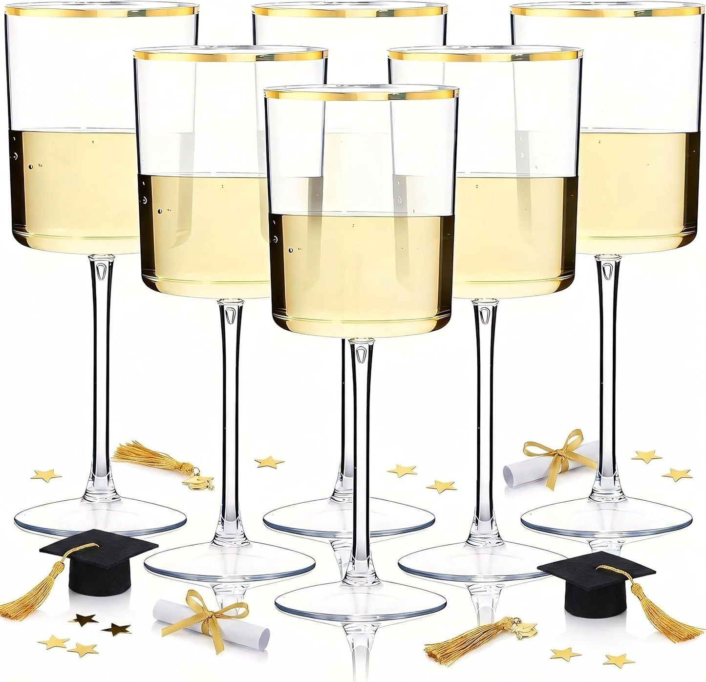Ciaell 36 Pack Plastic Champagne Flutes - 6 Oz Disposable Champagne Glasses - Square Clear Plastic Toasting Glasses for Party Birthday Anniversary Wedding