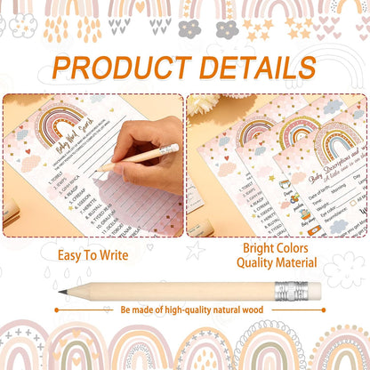 Yinder 145 Pcs Baby Shower Games Activities Cards with 20 Pencils Includes Baby Bingo Description and Wishes Guess Who Price is Right Word Scramble Game(Here Comes the Son)