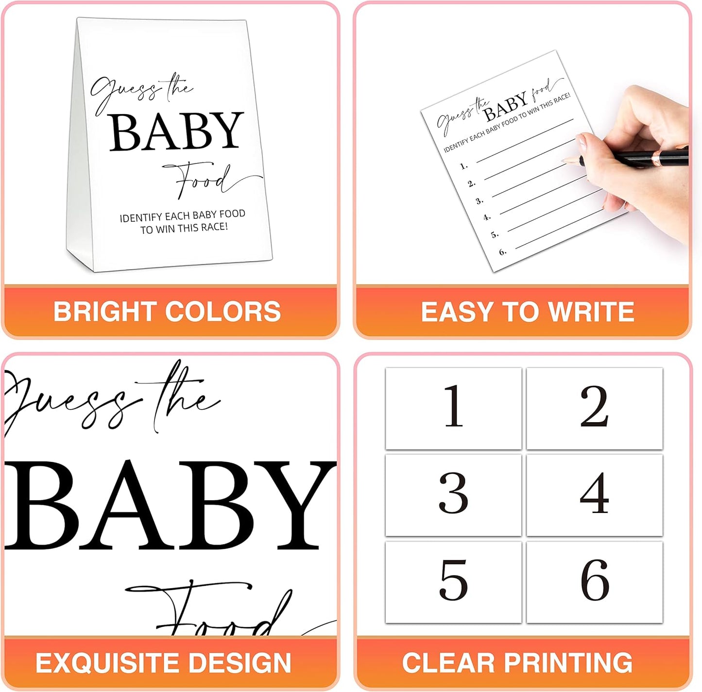 ZIIUFRN Baby Shower Games(5" X 7"), 30 Sets Modern Black and White Baby Bingo Guess Gift Game Cards, Boy Girl Gender Neutral Baby Shower Supplies-B07