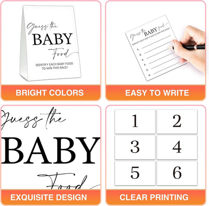 ZIIUFRN Baby Shower Games(5" X 7"), 30 Sets Modern Black and White Baby Bingo Guess Gift Game Cards, Boy Girl Gender Neutral Baby Shower Supplies-B07