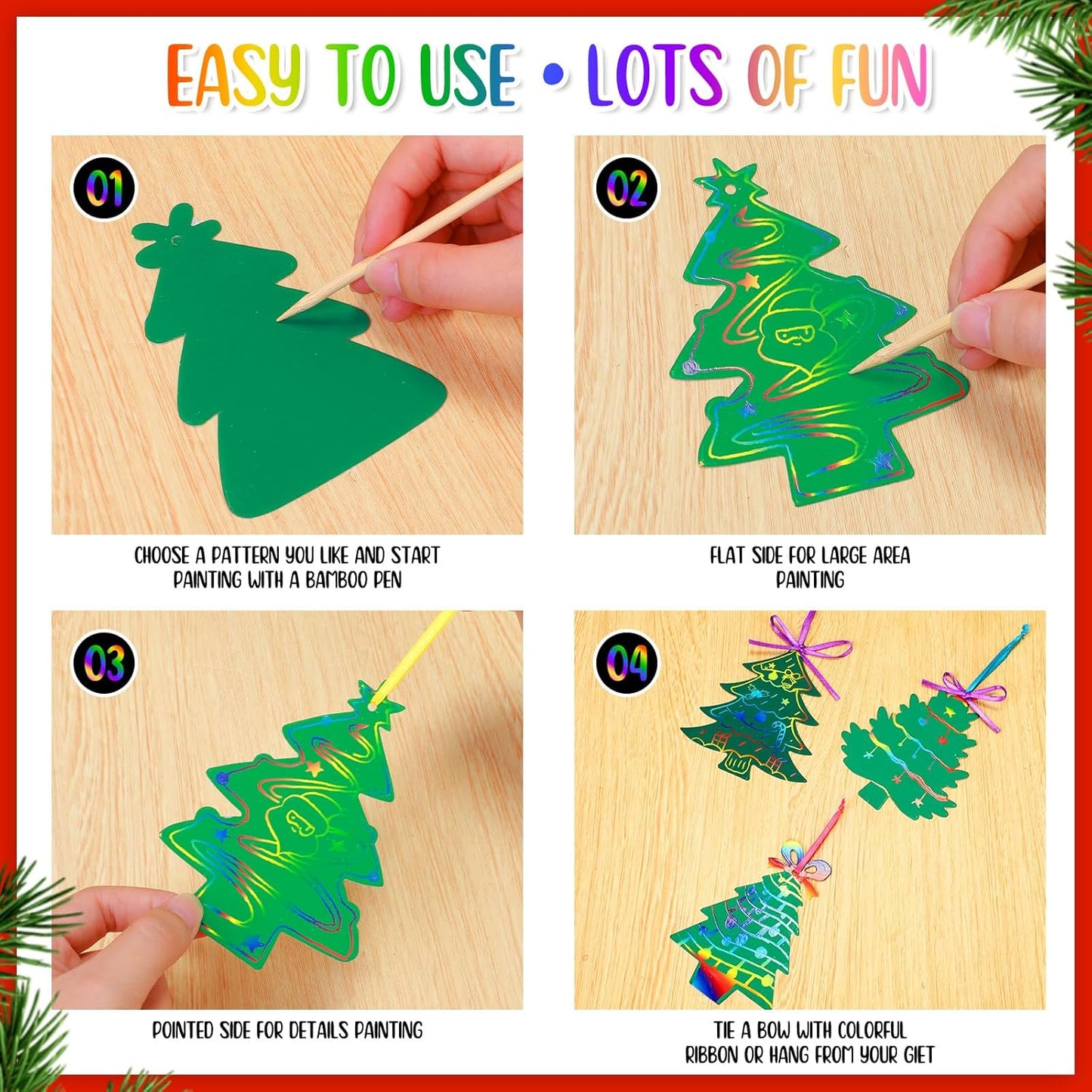 Qilery 126 Pcs Winter Snowflake Scratch Paper Arts Christmas Blue Scratch Ornaments Crafts Kits with Sticks and Ribbon for Winter Christmas Birthday Party Favors DIY Hanging Decoration