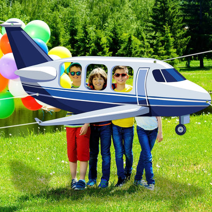 Airplane Shaped Photo Prop Selfie Frame Airplane Birthday Decoration Large Fabric Aircraft Backdrop Banner 98x53in Plane Themed Photo Booth Prop Background for Kids Baby Shower Birthday Party Supplies