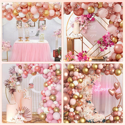 Amandir 153pcs Pink Purple Balloon Garland Arch Kit, Different Sizes 18 12 10 5 inch Pink Purple Red Latex Metallic Confetti Purple Balloons for Girl Women Birthday Bridal Baby Shower Party Decoration