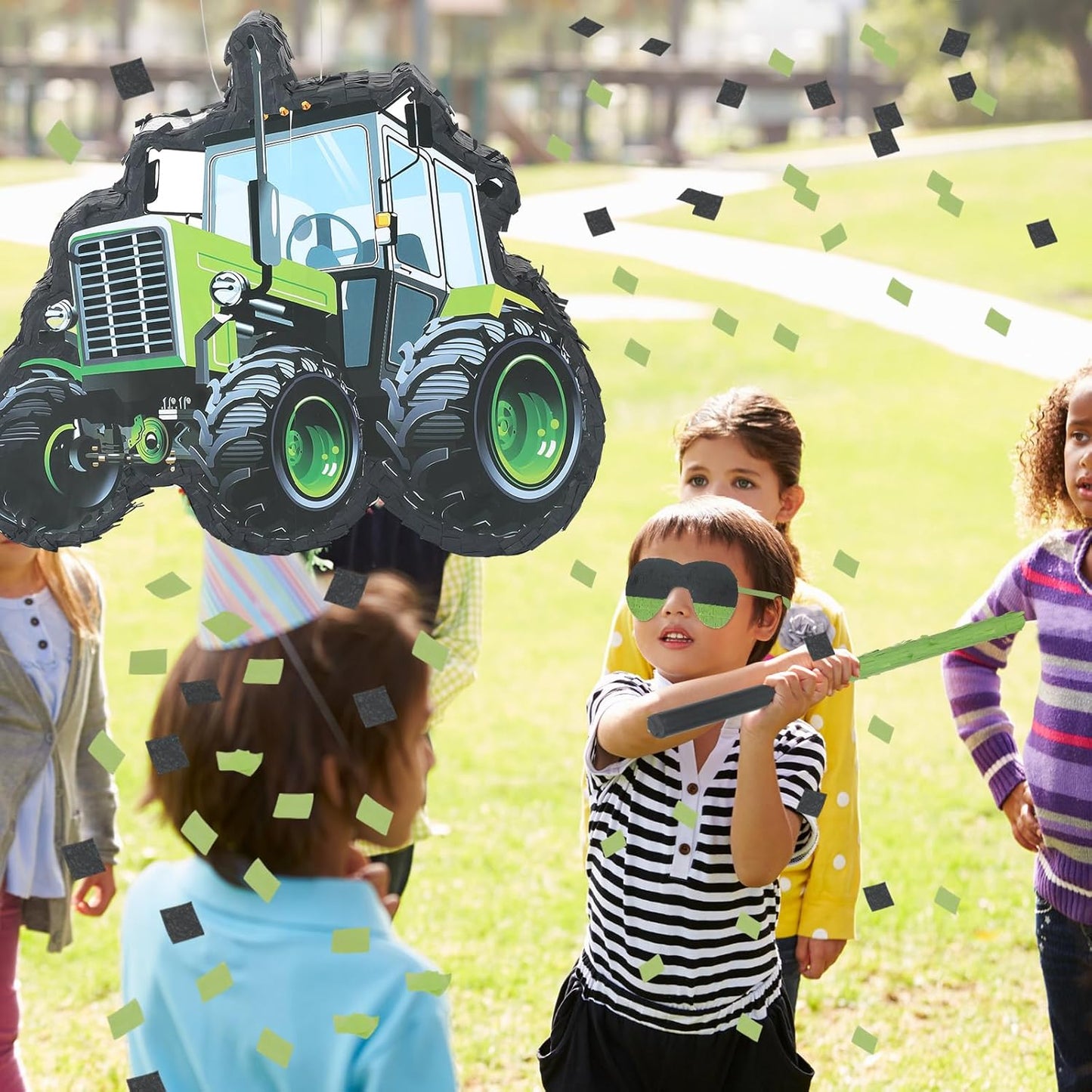 Baseball Piñata with Blindfold Bat for Birthday Party Softball Paper Piñata Sports Balls Confetti Baseball Party Supplies for Birthday Party Decorations 13.19 x 13.19 x 3 Inch(Cool)