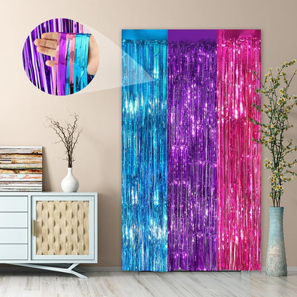Black Fringe Curtain Party Streamers 2Pack 3.3x8.3 Ft Foil Fringe Backdrop Curtains for Birthday Wedding Bridal Baby Shower Halloween Decor Tinsel Streamers Black Party Decorations Door Streamers