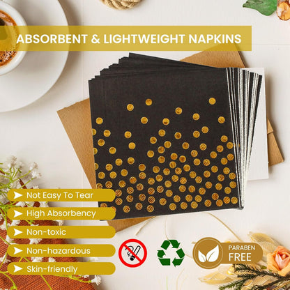 75PCS Paper Plates and Napkins Set - White and Gold Dot Disposable Party Dinnerware Includes Paper Plates, Napkins, Forks Decorations for 2026 New Year, Birthday, Wedding and Holiday, Serves 25