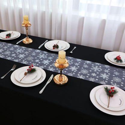 Snowkingdom 2 Pieces Gold Table Runner, Sequin Glitter Foil Metallic Thin Mesh Runner Roll 11"x108", Gold Table Decorations for Event Party, Wedding, Birthday Party, Christmas