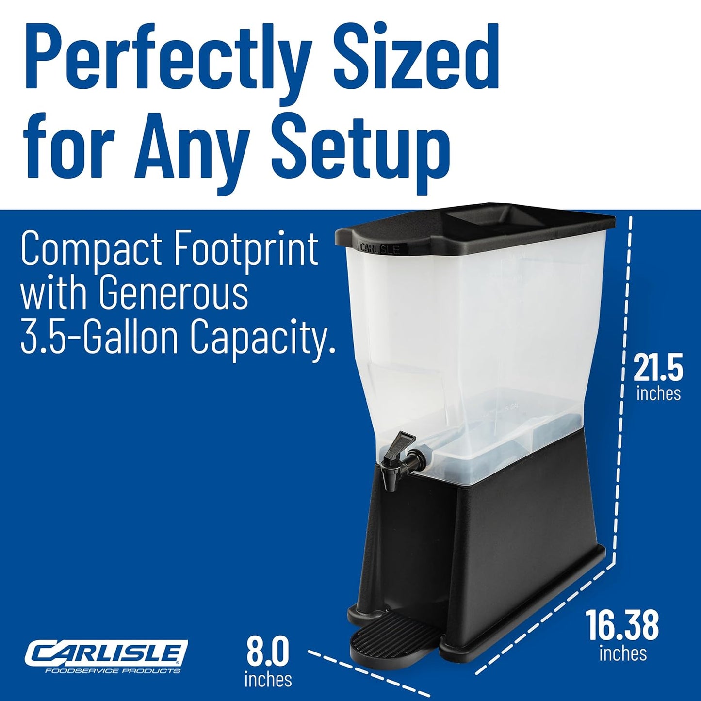 Carlisle FoodService Products Trimline Double Base Rectangular Beverage Dispensers with Spigot for Catering, Buffets, Restaurants, Polycarbonate (Pc), 2 x 3.5 Gallons, Black
