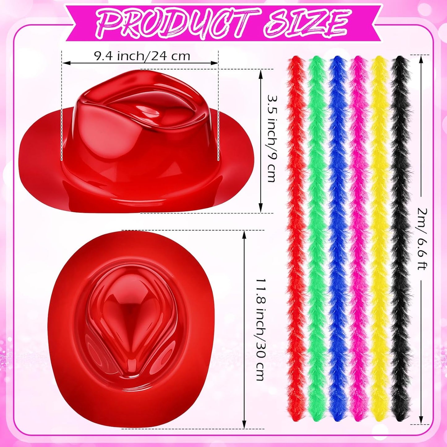 JaGely 48 Pieces Neon Party Supplies 24 Neon Gangster Hats 24 Pcs Feather Boas for Wedding Glow Party Supplies Birthday Props