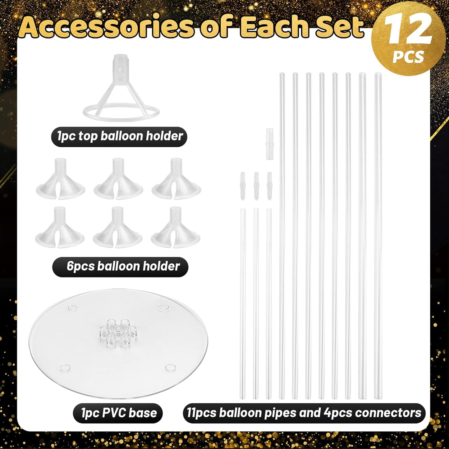 JOYYPOP 4 Sets Balloon Stand Kit For Table, Balloon Sticks with Base Birthday Graduation Party Decorations Wedding