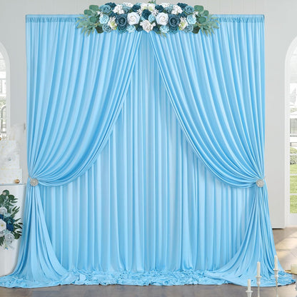 10ftx10ft Black Backdrop Curtains for Weddings Parties, Wrinkle Free 2 Panels Silky Polyester Photo Backdrop Drapes Back Drop Cloth Drapery for Birthday Mother'sDay Photography Background