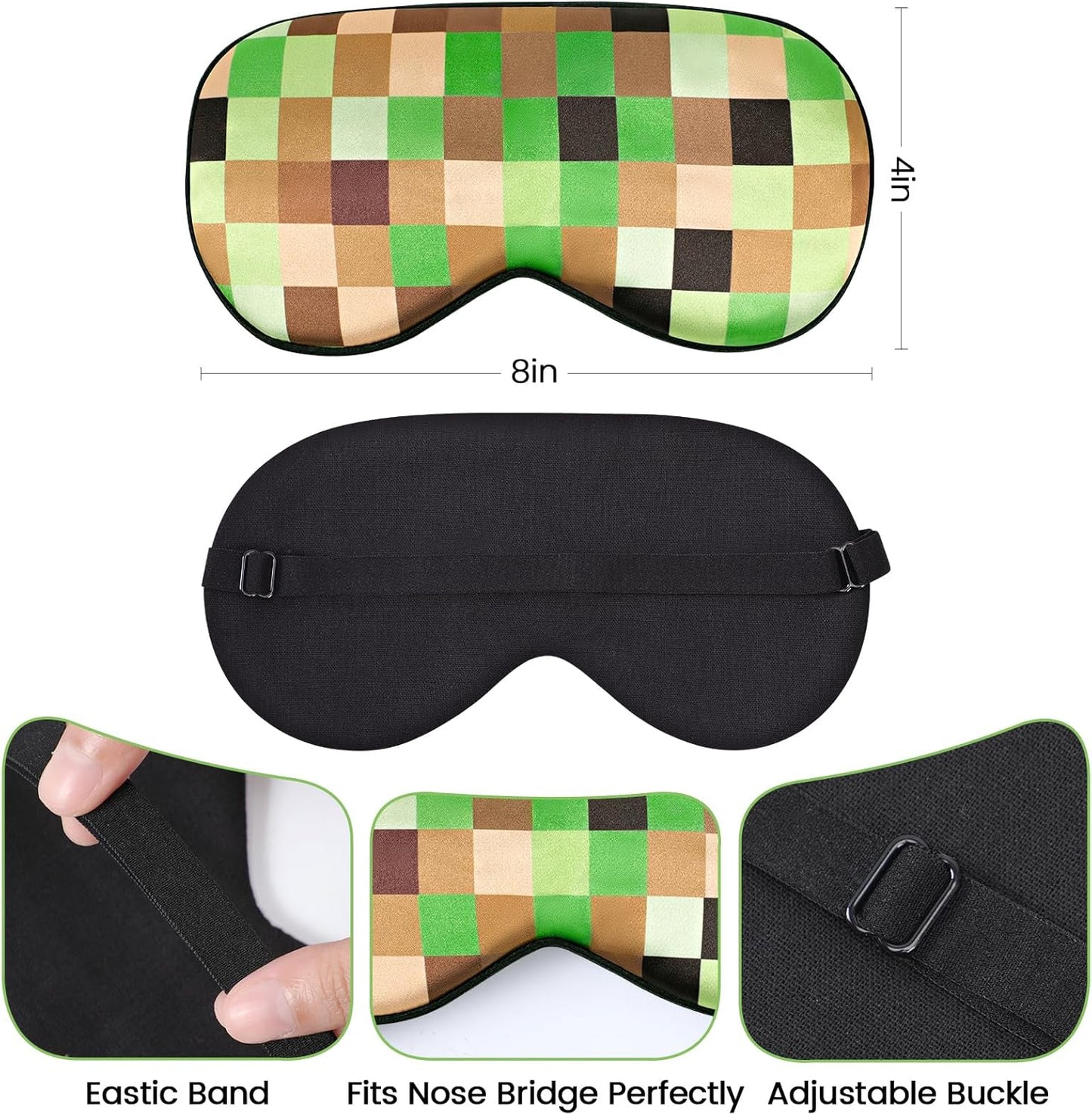 2 Pcs Sleep Mask for Kids Boys, Silk Eye Covers for Sleeping, Adjustable Strap & Light Blocking Design, Adult Children's Bedtime Blindfold for Travel and Home Use (Funny Eye)