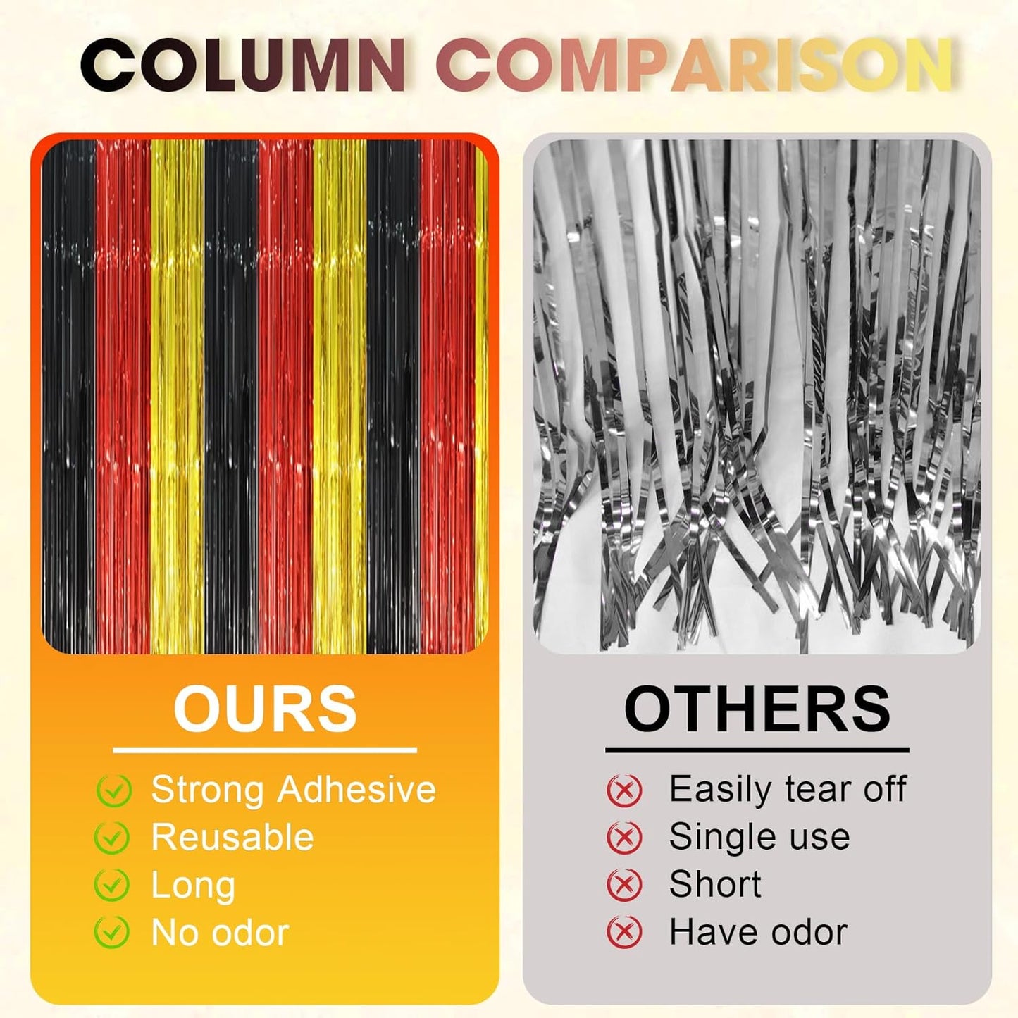 Voircoloria 3 Pack 3.3x8.2 Feet Gold Foil Fringe Backdrop Curtains, Tinsel Streamers, Fringe Backdrop for 2025 New Years Eve, Graduation, Birthday, Baby Shower, Gender Reveal, Disco Party - Colors A
