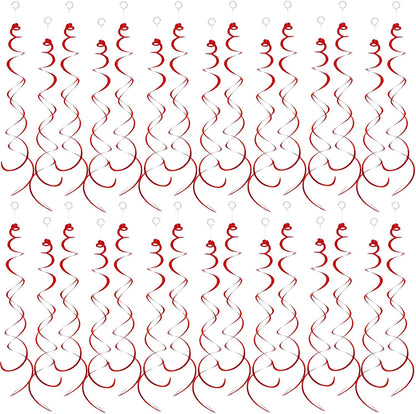 30 Pieces Hanging Swirl Party Decorations Foil Decorations Ceiling Swirl Spiral Hanging Plastic Streamer for Ceiling Birthday Graduation Wedding Celebration Baby Shower Party Supply (Black)