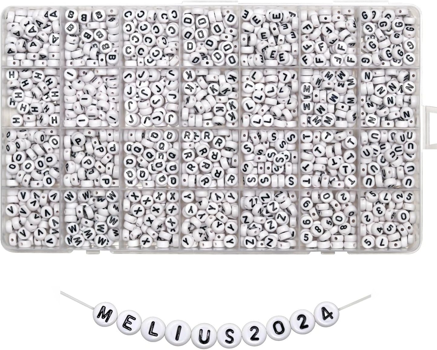 Melius 1450Pcs Acrylic Glow Letter Beads, Alphabetical Glowing in The Dark Beads in 28 Grid Box for Jewelry Making, DIY Bracelets, Necklaces, Key Chains (Glowing, 4x7mm)
