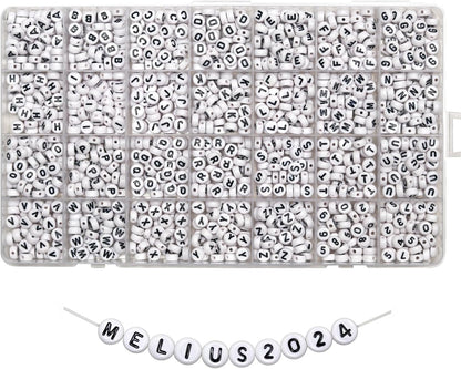 Melius 1450Pcs Acrylic Glow Letter Beads, Alphabetical Glowing in The Dark Beads in 28 Grid Box for Jewelry Making, DIY Bracelets, Necklaces, Key Chains (Glowing, 4x7mm)