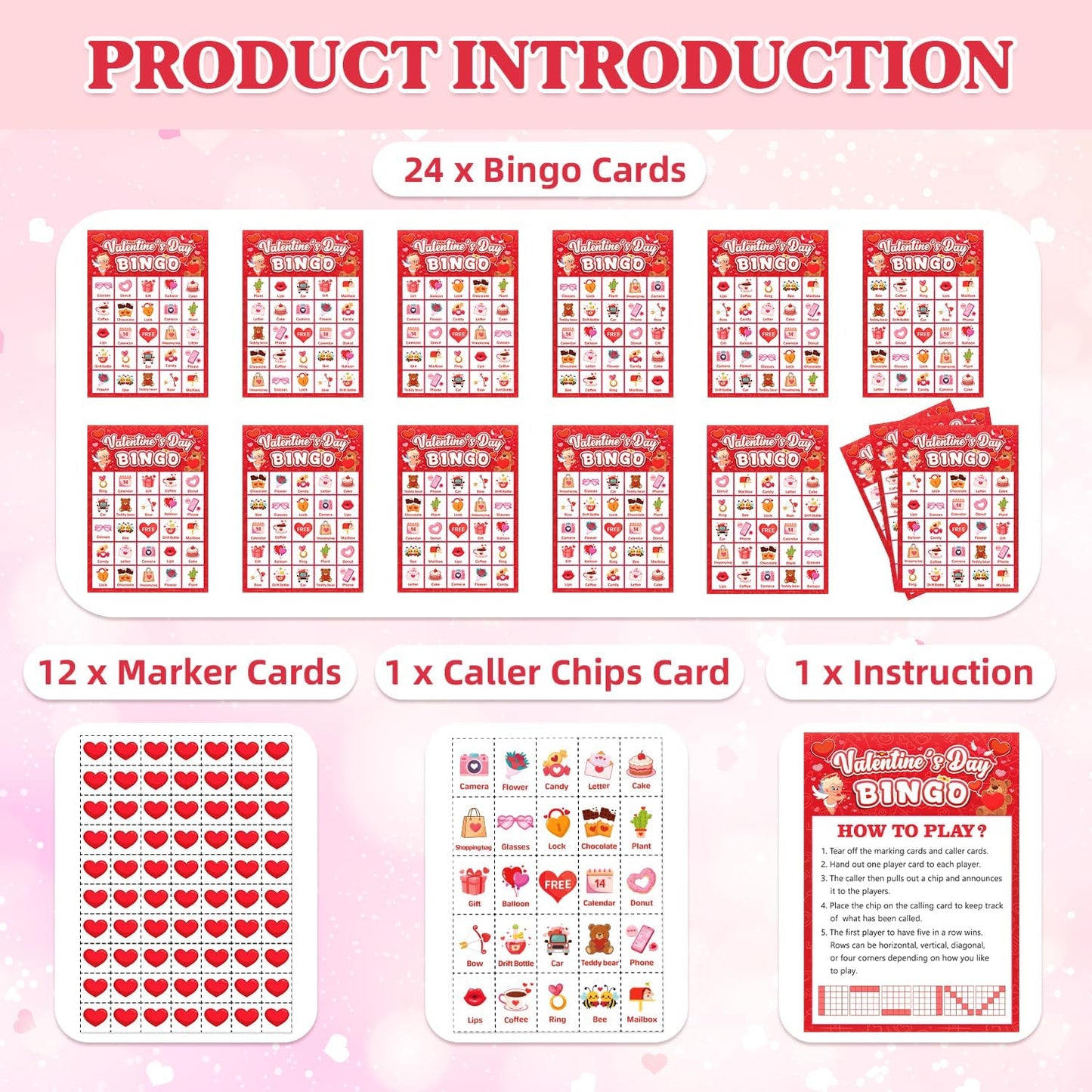 4th of July Bingo Game Set for 24 - Patriotic Party Activities, Independence Day Games for Family Reunion, School & Classroom Decorations – 5" x 7" Cards