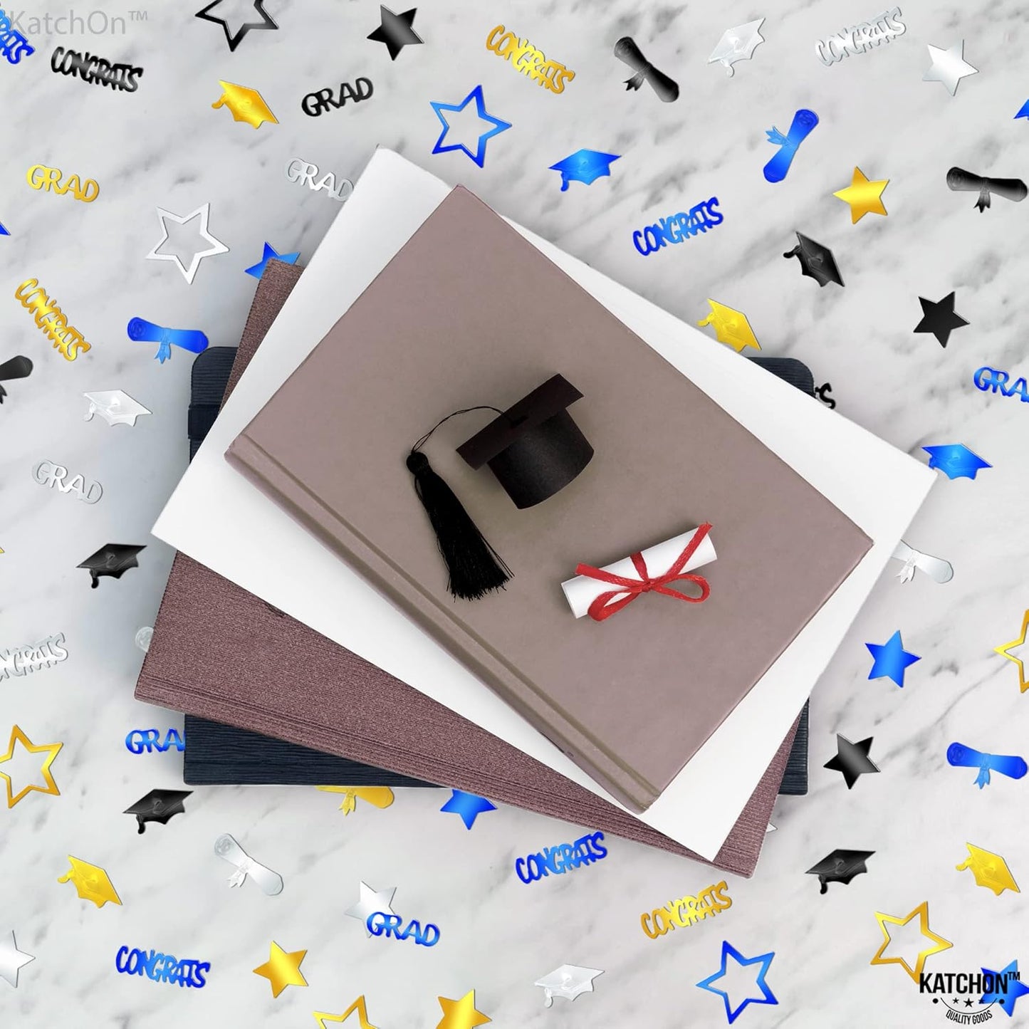 Black and Gold Grad Graduation Decorations 2026 - Pack of 1000, Congrats Grad Graduation Confetti 2026 | Grad Confetti Class of 2026 for Black and Gold 2026 Graduation Decorations, KatchOn