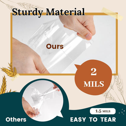 LOKQING Clear Cellophane Treat Bags 6 x 10 in, 100 Pack Mothers Day Gift Bags with Twist Ties, Bags for Cookies, Candy, Party Favors, Bakery Packaging and Small Gifts