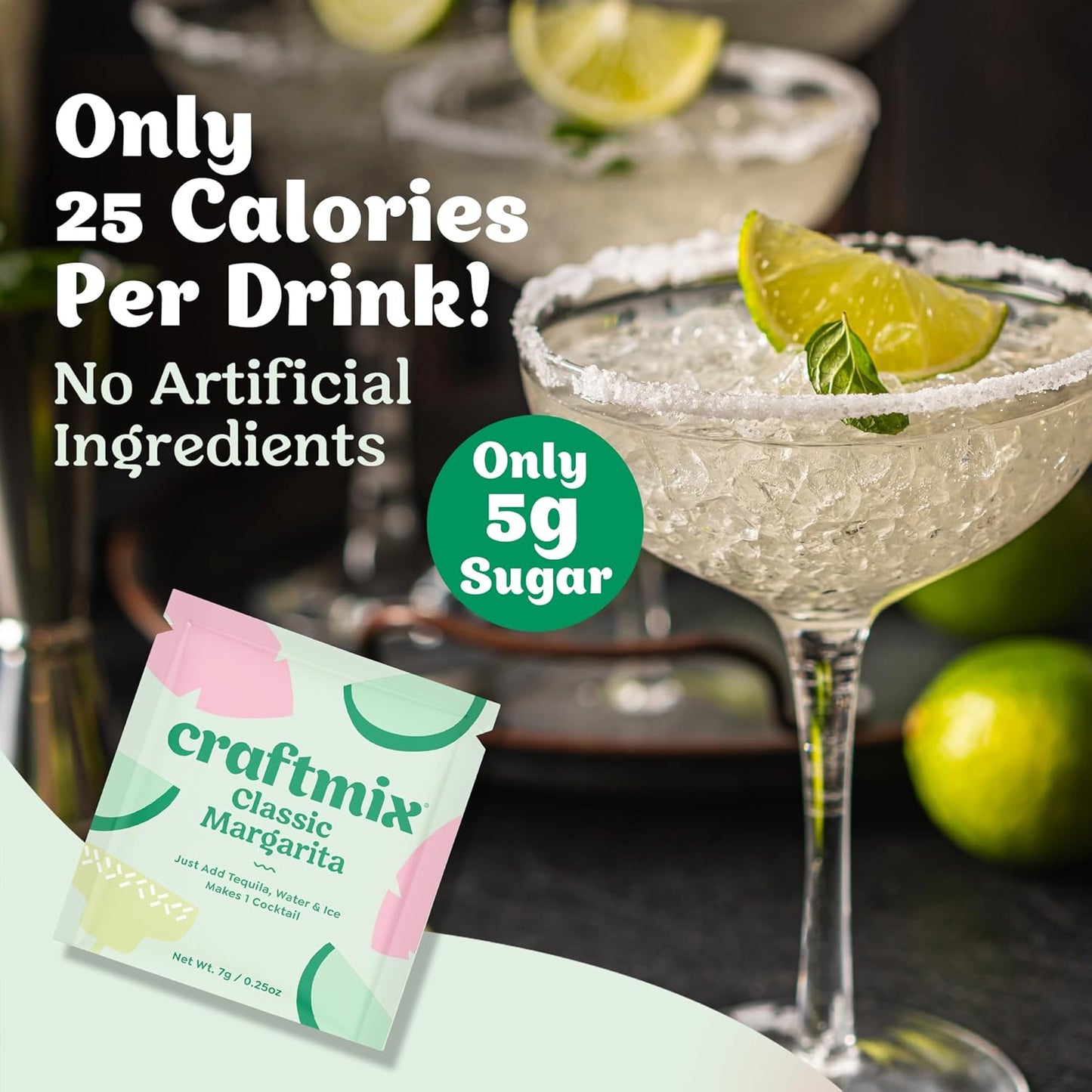Craftmix Espresso Martini Cocktail & Mocktail Drink Mixer, Skinny Mixes - Water Flavoring Packets - Made With Real Coffee Beans - Vegan, Low-Carb, Low-Sugar, Non-GMO, Dairy Free, Gluten Free, 12 Pack