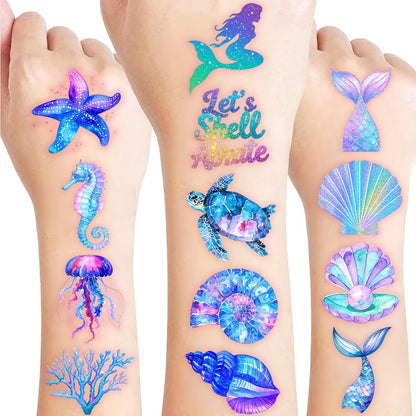 Tropical Flower Hawaiian Temporary Tattoos for Kids - 96 PCS Pre-cut Hawaii Luau Hibiscus Plumeria Party Favors Flower Summer Waterproof Stickers for Summer Aloha Party Decoration Supplies