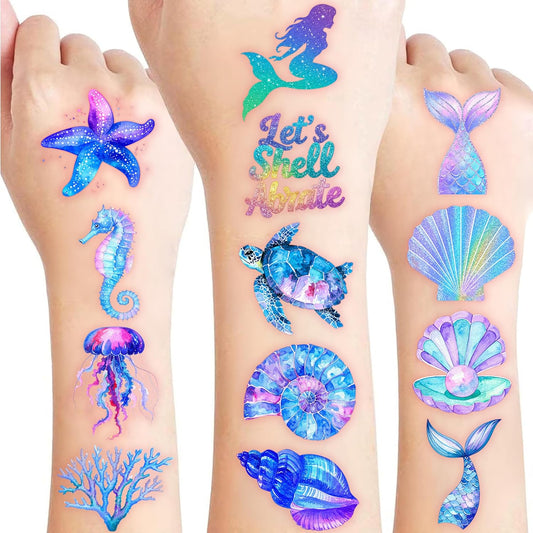 Tropical Flower Hawaiian Temporary Tattoos for Kids - 96 PCS Pre-cut Hawaii Luau Hibiscus Plumeria Party Favors Flower Summer Waterproof Stickers for Summer Aloha Party Decoration Supplies