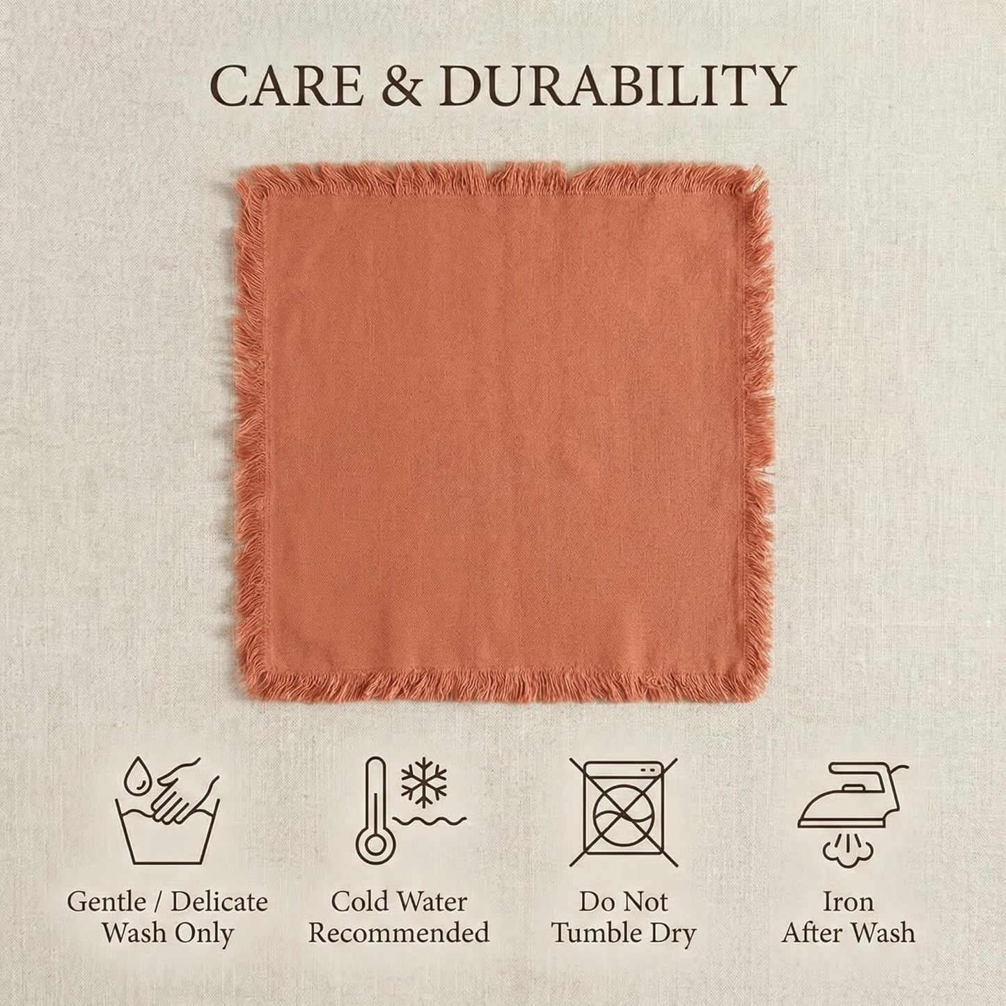 ACCENTHOME Natural Cotton Linen Napkin Set of 12 18x18 inch Dinner Napkins - Washable Soft Premium Hotel Quality Reusable Hemmed Edges Napkins Perfect Table Linens for Family Dinners, Weddings