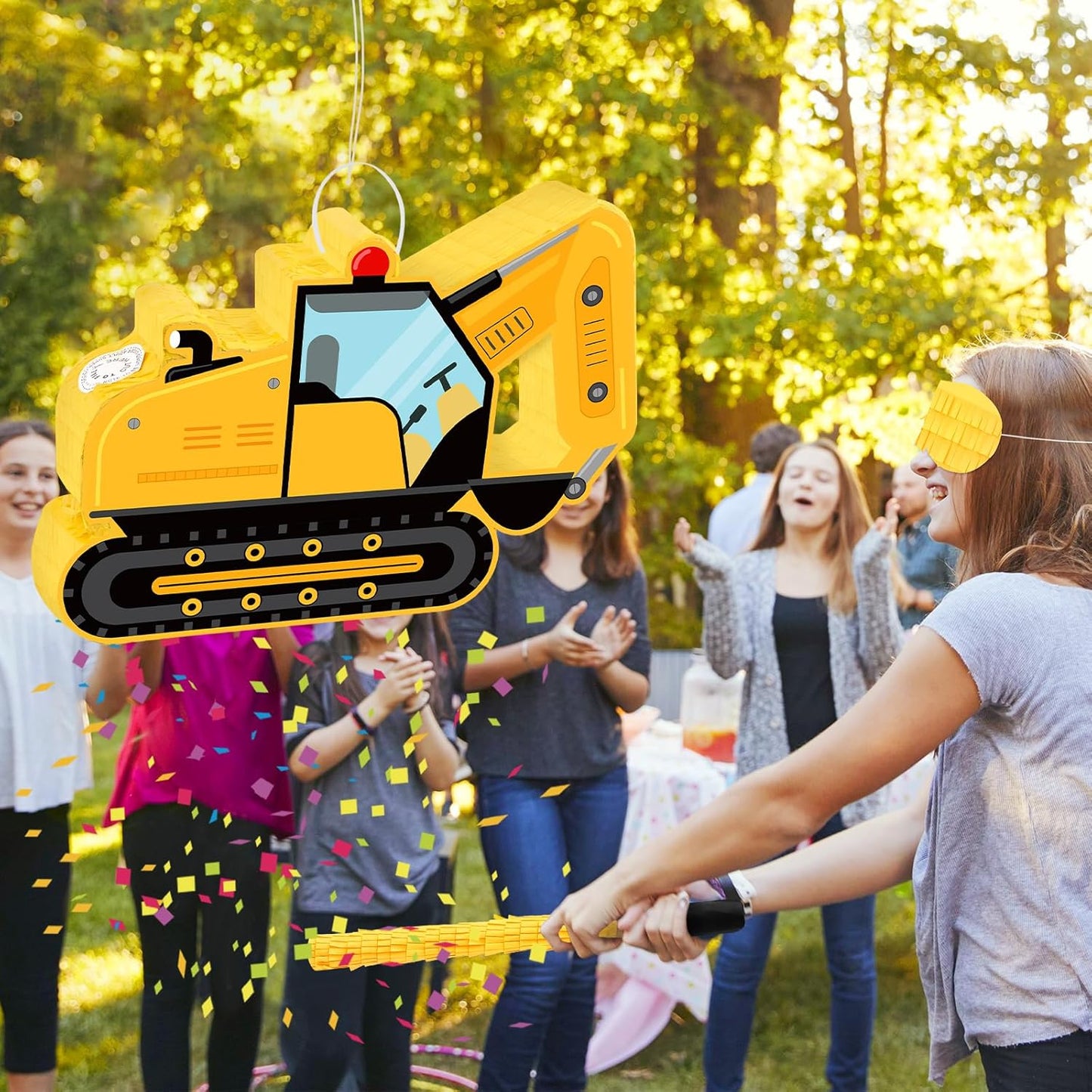 Dinosaur Pinata - Dinosaur Decorations with a Blindfold and Bat for Boys Girls Animal Themed Birthday Party Kids Classroom Game Decorations Supplies (15.7 x 11.4 x 3.1 Inches)