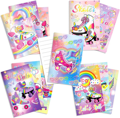OXYLIPO 24 PCS Roller Skate Party Favors Roller Skating Notebook Roller Small Notepads for Retro Theme Party Favors, 60s 80s Themed Birthday Goodie Bags Stuffers, Roller Skating Fans Activity Books