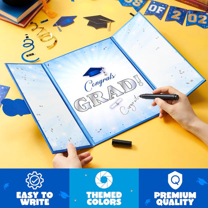 JOYIN 2026 Graduation Guest book Alternative, 12" Blue & Gold Graduation Party Decorations Signature Congrats, Class of 2026 Grad Card for High School College Grad Gift, Party Guest Signing Cardboard