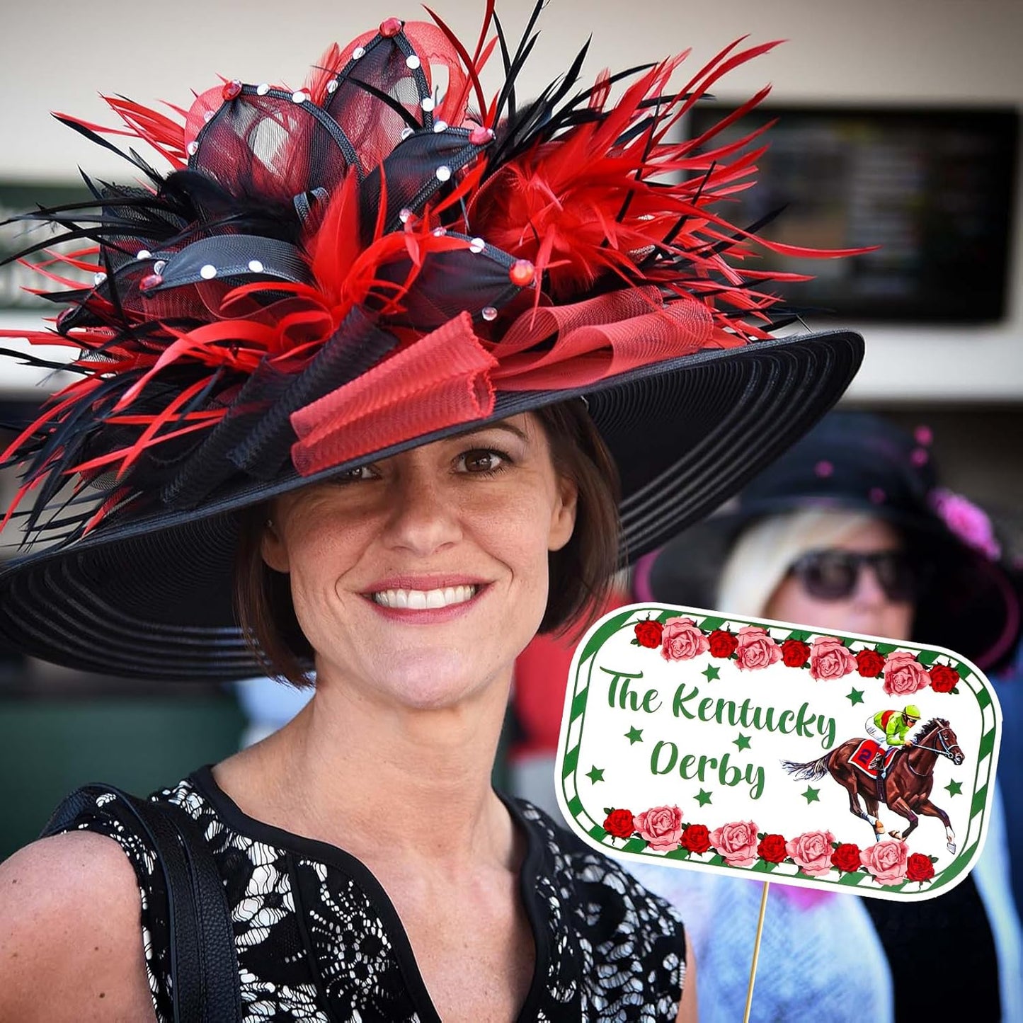 HOWAF Kentucky Horse Derby Photo Booth Props, 52pcs Photo Props with Horse Racing Photo Frame Kentucky Party Derby Day Party Decorations for Derby Party Photography Selfie Props Picture Props