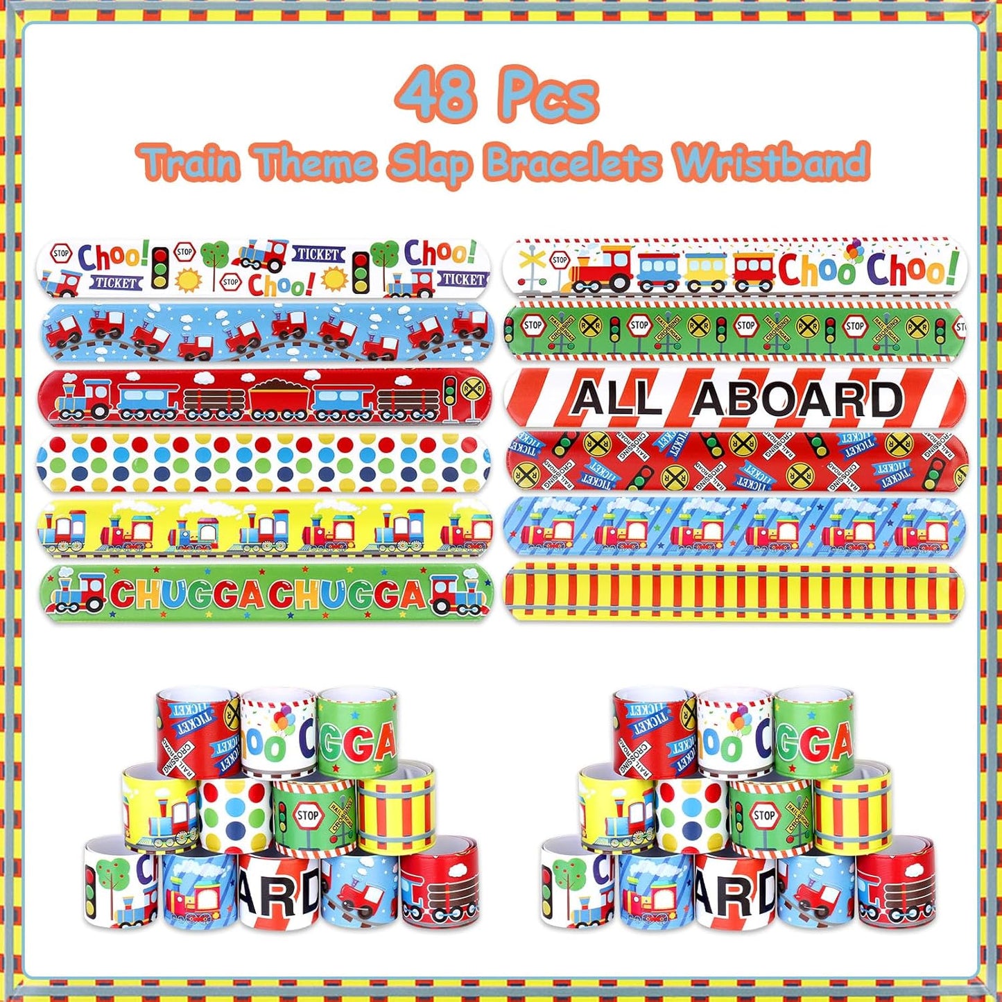 Serencatcher 48pcs Slap Bracelets Party Favors for Birthday Baby Shower Party Supplies Gifts