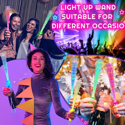 Skylety 36 Pcs Fiber Optic Wand, LED Fiber Optic Wand with 3 Light Modes, Glow Fibers Optics Sticks for Wedding Neon Party, New Year Party Favors, Bar Dj, Valentine's Day(Bright Color)