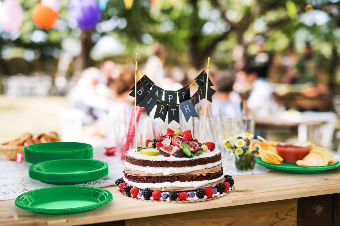 Party Solids Black Plastic Plates For Party 10" Black Disposable Plates For Party Supplies 100 Pcs Plastic Dinnerware Sets Heavy Duty 350 GSM Disposable Dinnerware Set